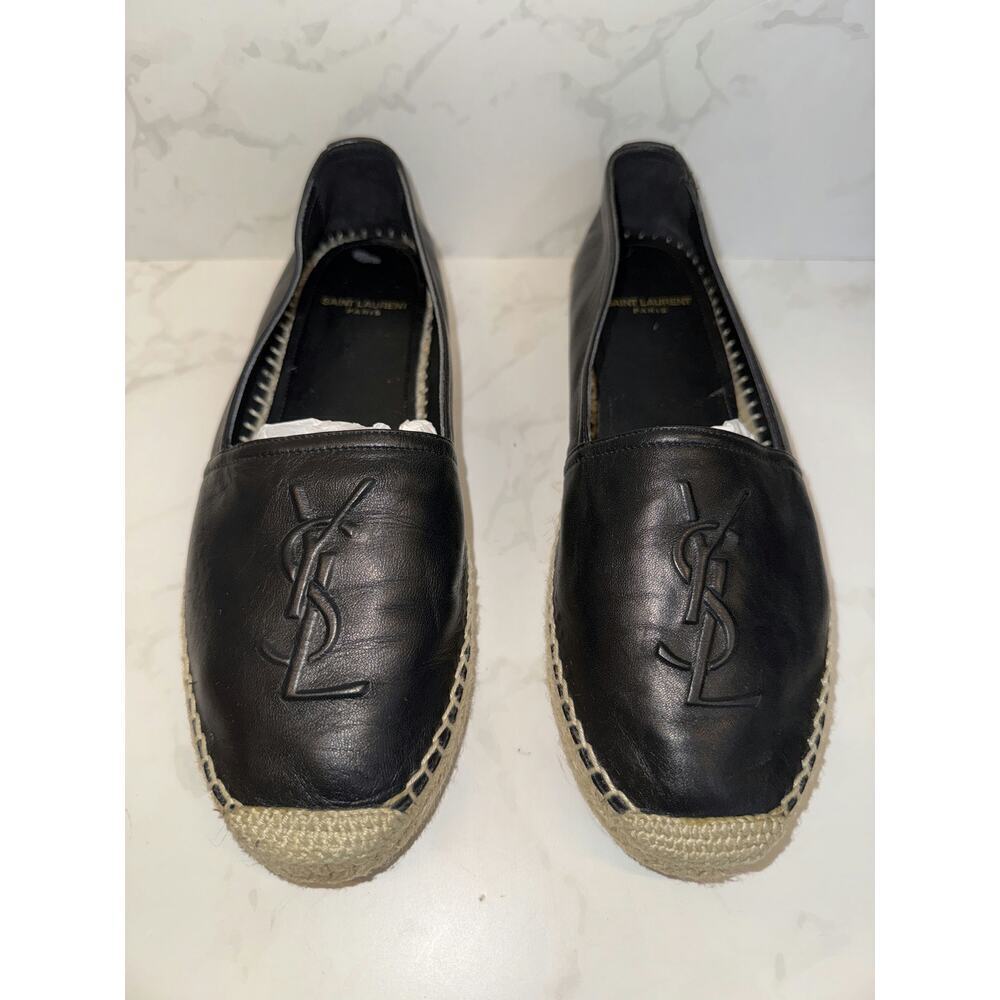 YSL Embossed Logo Leather Espadrilles - Like New
